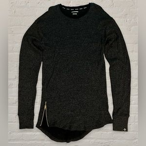 Long Sleeve Waffle Knit Thermal Crew Neck w/side zippers